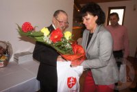 Gratulácia autorovi od primátorky Zvolena Lenky Balkovičovej.